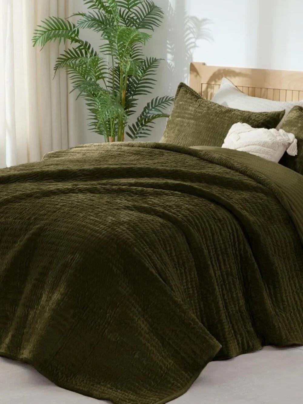 Velvet Quilt Set King Size - Luxury Soft Velvet Comforter Bedding Set for All Se